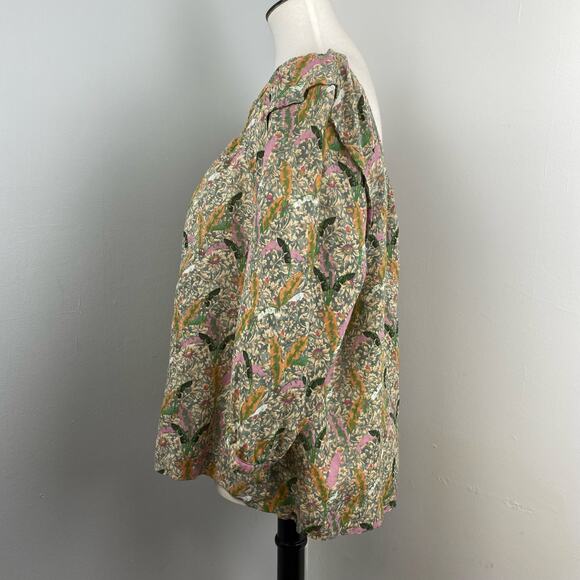 BA&SH Ecru Floral Jerry 3/4 Sleeve Relaxed Scoop Neck Top Large Cotton - Picture 10 of 15